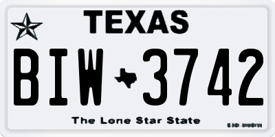 TX license plate BIW3742