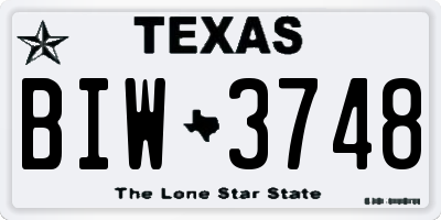 TX license plate BIW3748