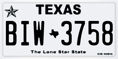 TX license plate BIW3758
