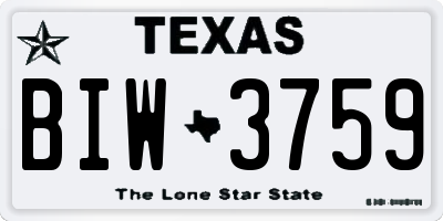 TX license plate BIW3759