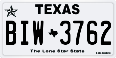 TX license plate BIW3762