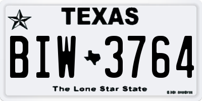TX license plate BIW3764
