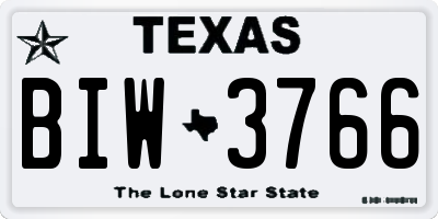 TX license plate BIW3766