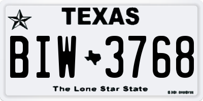 TX license plate BIW3768