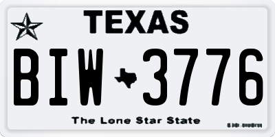 TX license plate BIW3776