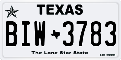 TX license plate BIW3783