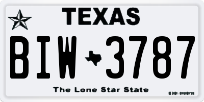 TX license plate BIW3787