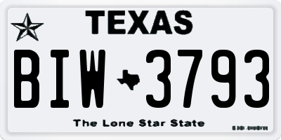TX license plate BIW3793