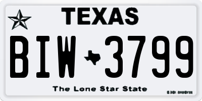 TX license plate BIW3799