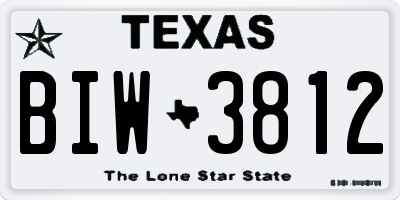 TX license plate BIW3812