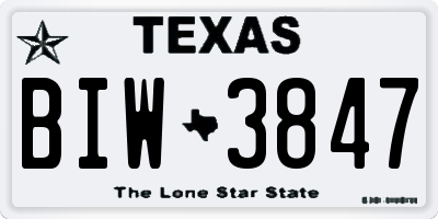 TX license plate BIW3847