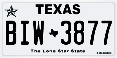 TX license plate BIW3877