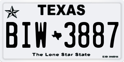 TX license plate BIW3887