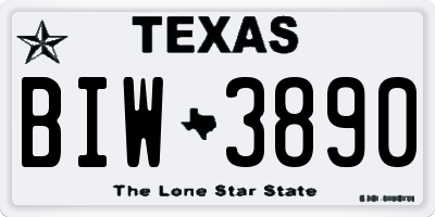 TX license plate BIW3890