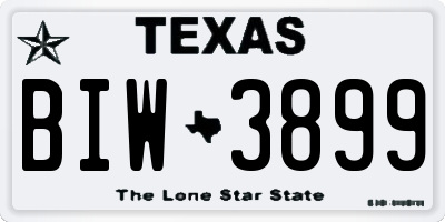 TX license plate BIW3899