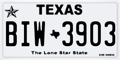 TX license plate BIW3903