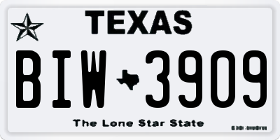 TX license plate BIW3909