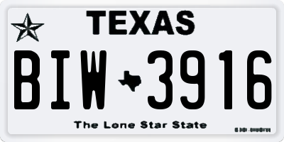 TX license plate BIW3916