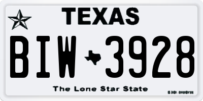 TX license plate BIW3928
