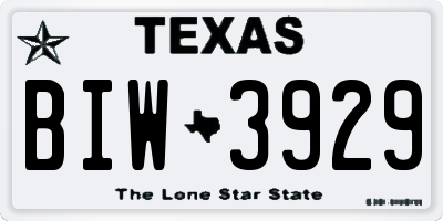 TX license plate BIW3929