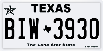TX license plate BIW3930