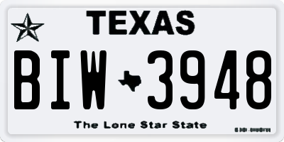 TX license plate BIW3948