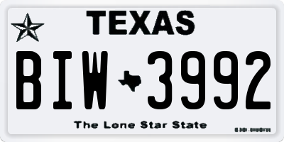 TX license plate BIW3992
