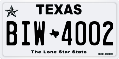 TX license plate BIW4002