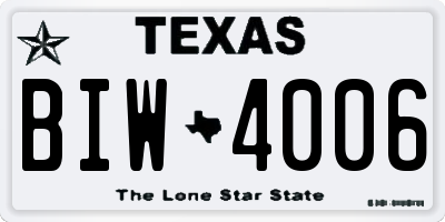 TX license plate BIW4006