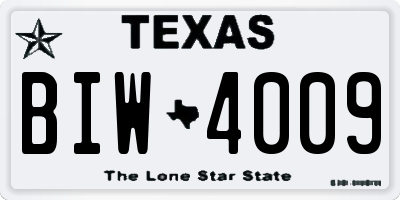 TX license plate BIW4009