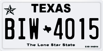 TX license plate BIW4015