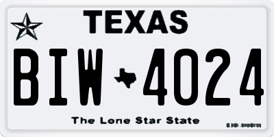 TX license plate BIW4024
