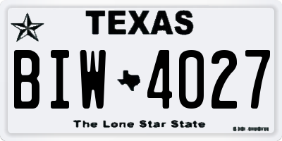 TX license plate BIW4027