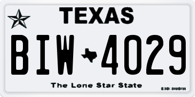 TX license plate BIW4029