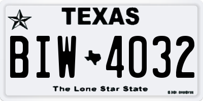 TX license plate BIW4032