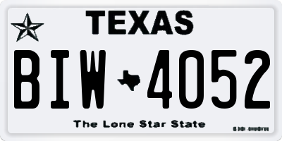 TX license plate BIW4052