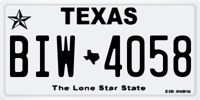 TX license plate BIW4058