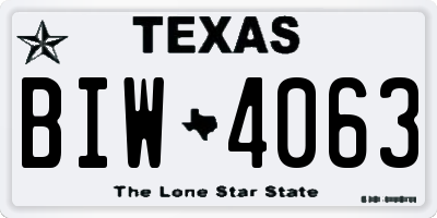 TX license plate BIW4063