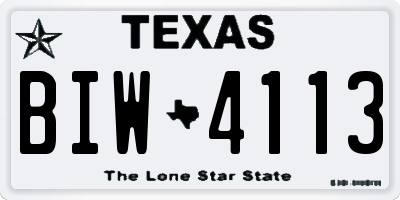 TX license plate BIW4113