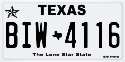 TX license plate BIW4116