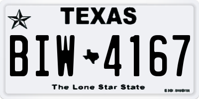 TX license plate BIW4167