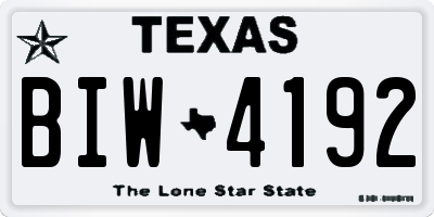 TX license plate BIW4192