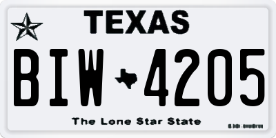 TX license plate BIW4205