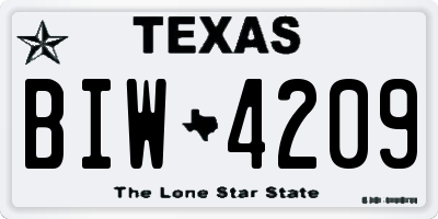 TX license plate BIW4209