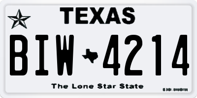 TX license plate BIW4214