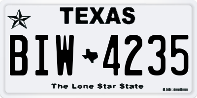 TX license plate BIW4235