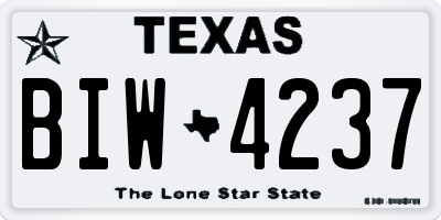 TX license plate BIW4237
