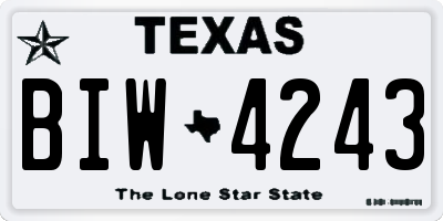 TX license plate BIW4243