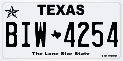 TX license plate BIW4254