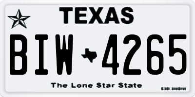 TX license plate BIW4265